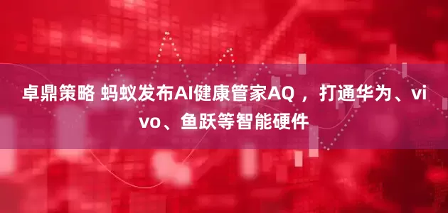 卓鼎策略 蚂蚁发布AI健康管家AQ ，打通华为、vivo、鱼跃等智能硬件